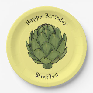 Artichoke cartoon illustration paper plate