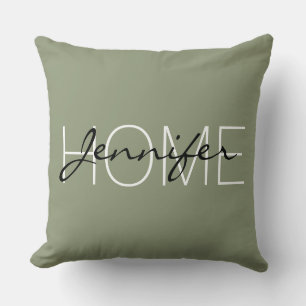 Artichoke colour home monogram throw pillow