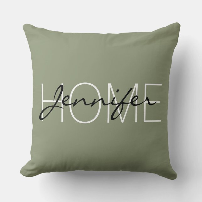 Artichoke colour home monogram throw pillow (Front)