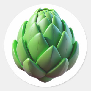 Artichoke Plastic 3D - Étiquette rond brillant