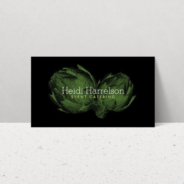 Artichoke Screen Print Catering Green/Black Business Card (Creator Uploaded)
