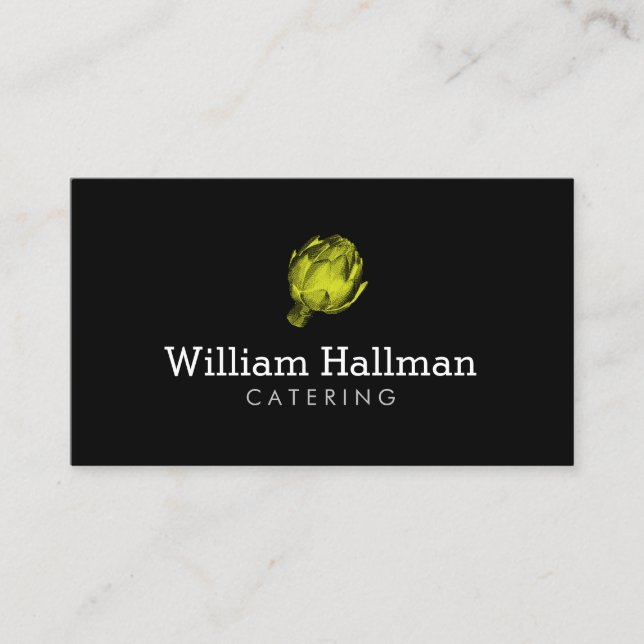 Artichoke Screen Print Catering Logo Green/Black Business Card (Front)