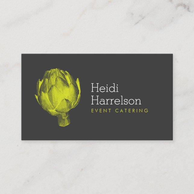 Artichoke Screen Print Catering Logo Green/Grey Business Card (Front)
