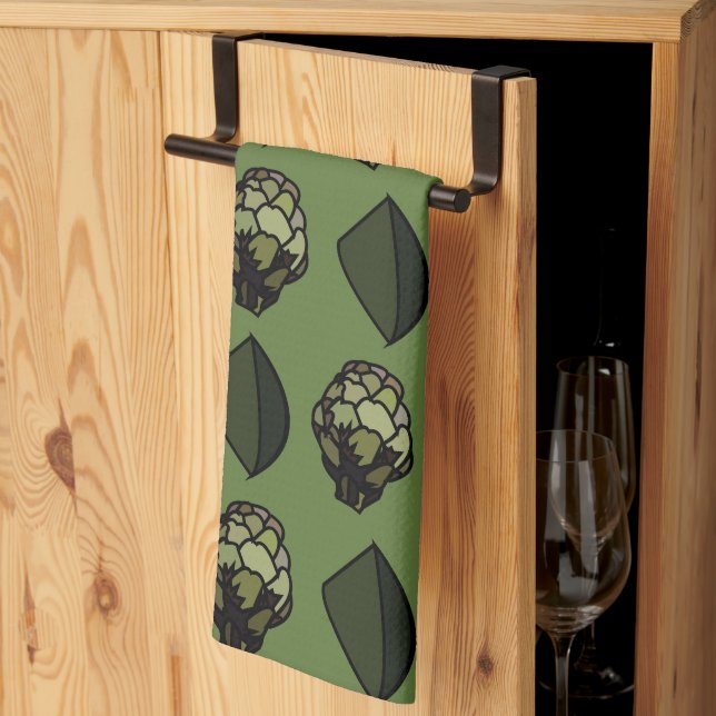 Artichoke Vegetable Plant Botanical Pattern Kitchen Towel (Thirds Fold)