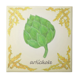 artichoke with leaves classic design tile