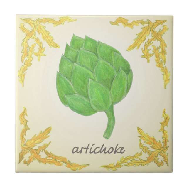 artichoke with leaves classic design tile (Front)