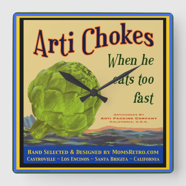 Artichokes Retro Kitchen Wall Clock (Front)