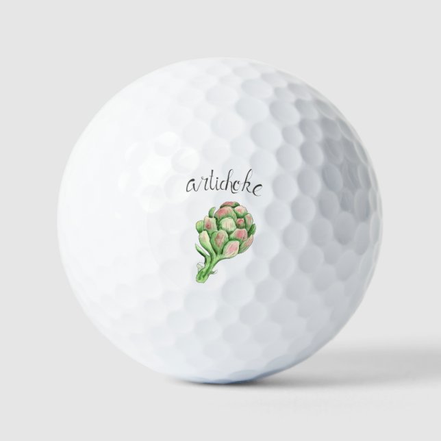 Artichokes Vegetable Garden Watercolor Golf Balls (Front)