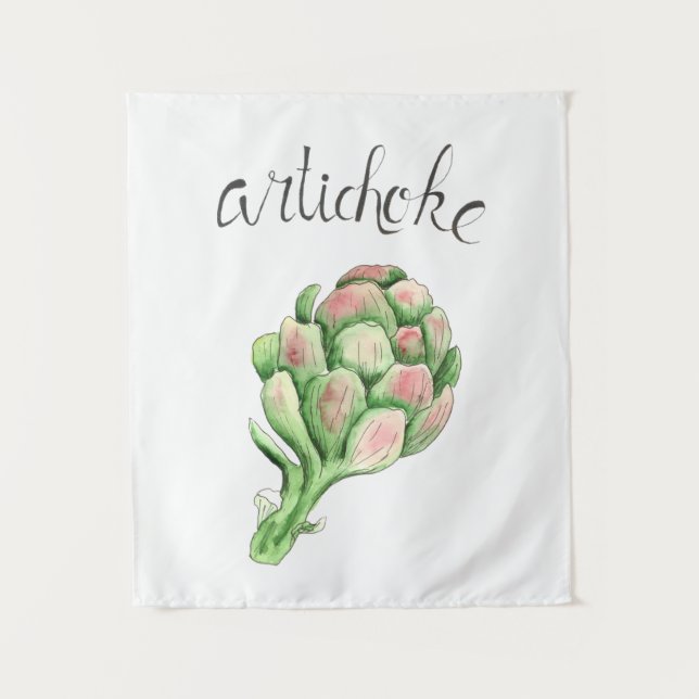 Artichokes Vegetable Garden Watercolor Tapestry (Front)