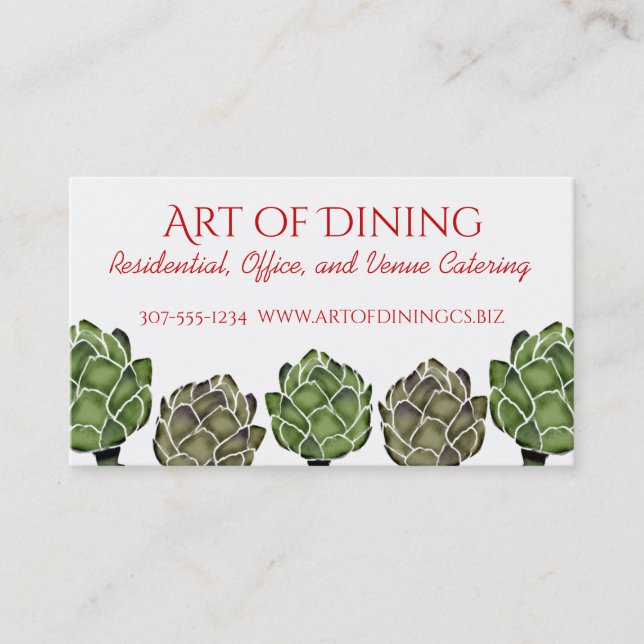 Artichokes veggie food chef catering business card (Front)