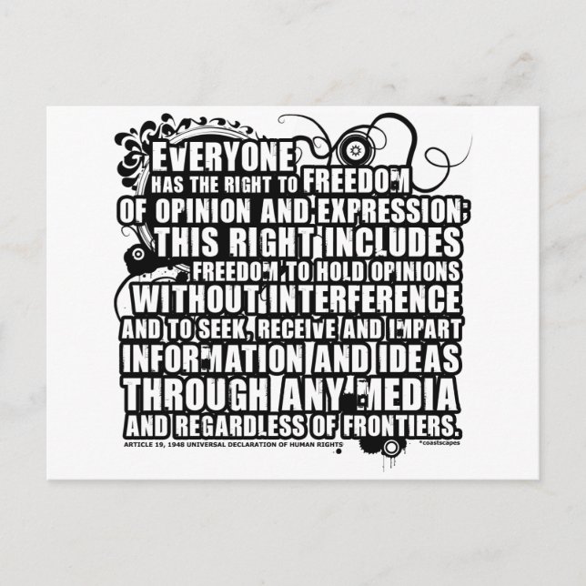 Article 19 Quote (B&W) Postcard (Front)
