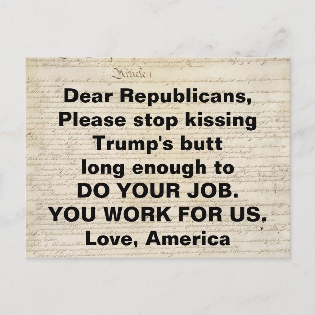 Article I Constitution Congress Do Your Job Postcard (Front)