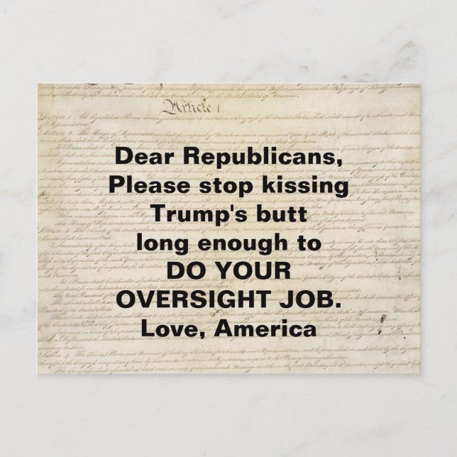 Article I Constitution Congress Do Your Job Postcard (Front)