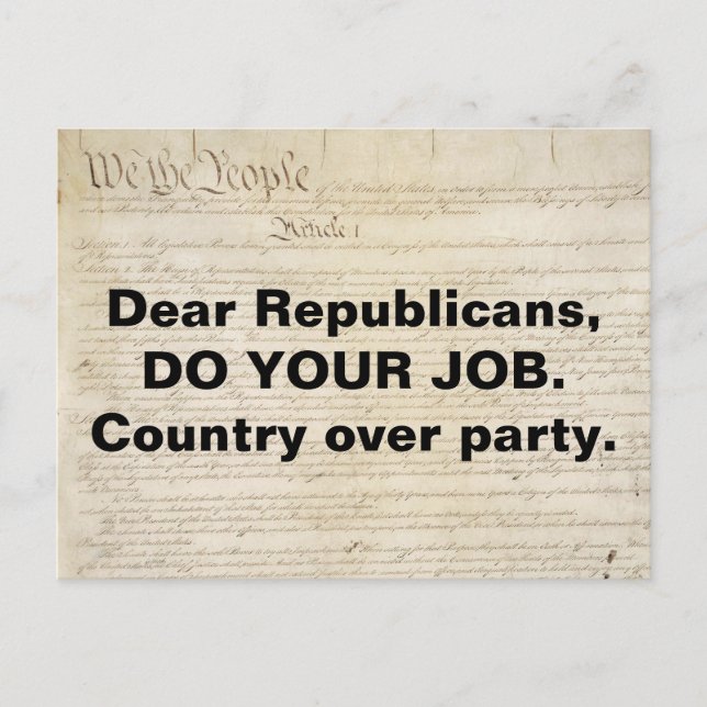 Article I Constitution Congress Do Your Job Postcard (Front)