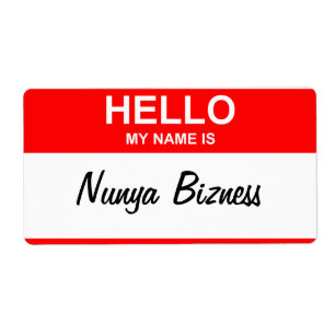 Articles d'étiquette de nom d'attitude de Nunya