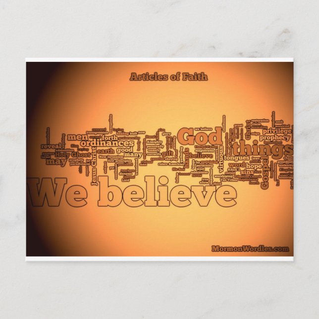 Articles of Faith wordle Postcard (Front)