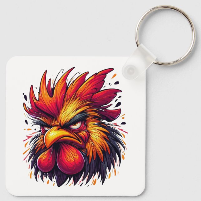 "Artie Angry Rooster" Aluminum Keychain (Back)