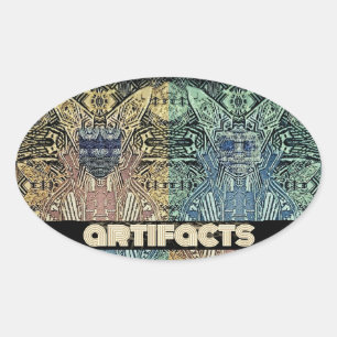 artifacts 4 fly heads 3 'oval' oval sticker