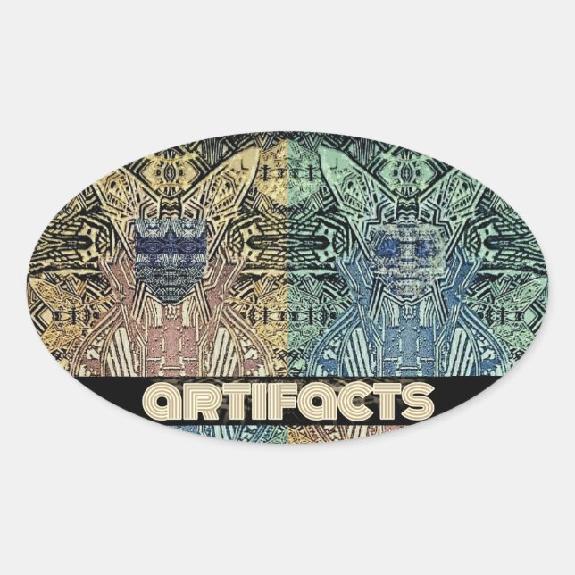 artifacts 4 fly heads 3 'oval' oval sticker (Front)