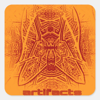 artifacts - fly on the wall (orng/mrn) square sticker