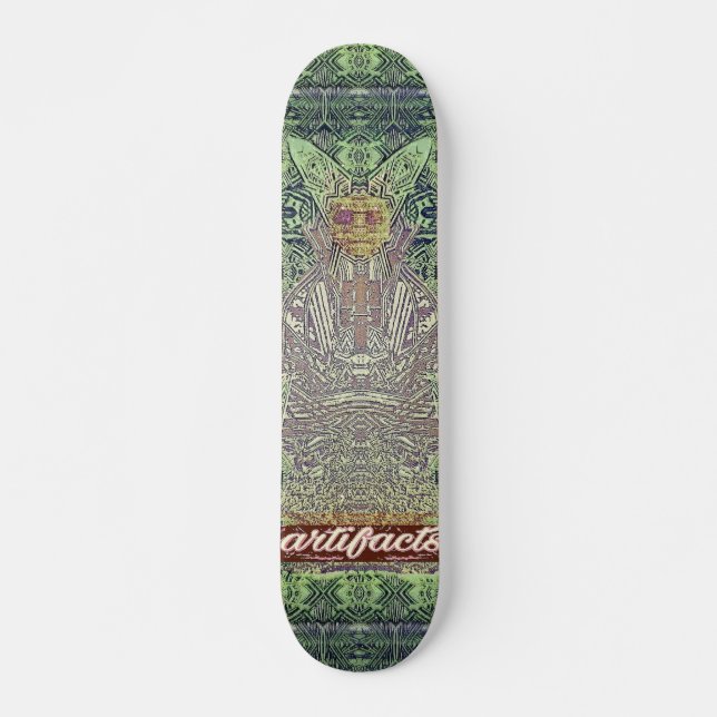 artifacts - green wiseman test deck skateboard (Front)