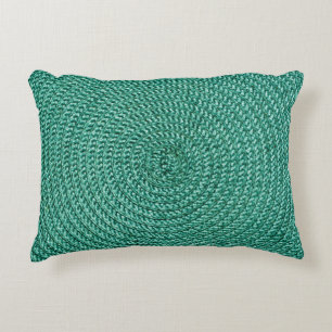 Artificial braided green fabric texture. accent pillow