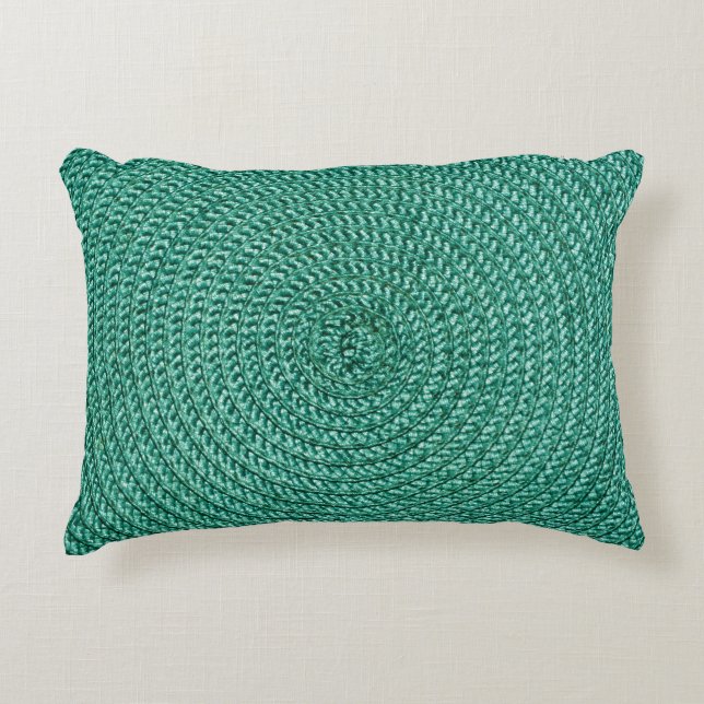 Artificial braided green fabric texture. accent pillow (Front)