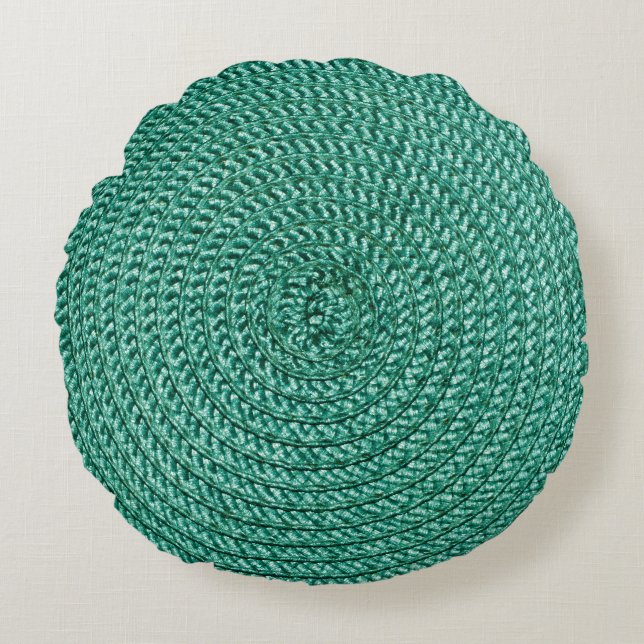 Artificial braided green fabric texture. round pillow (Front)