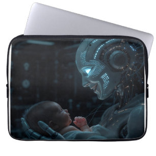 “Artificial Grace” – Futuristic Robot and Baby  Laptop Sleeve