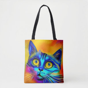 Artificial intelligence animal cat face   tote bag