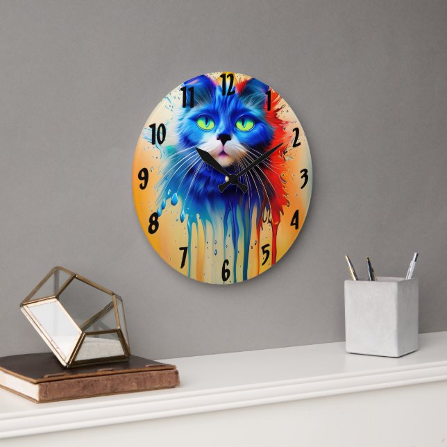 Artificial intelligence animal cat  large clock (Office)
