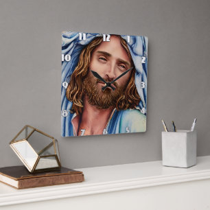 Artificial intelligence animal jesus square wall clock