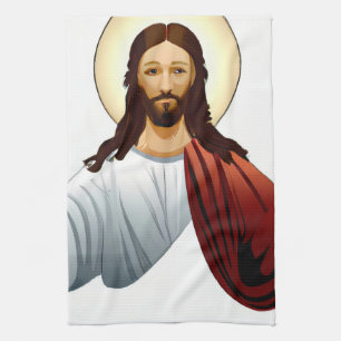 Artificial Intelligence Art of Jesus with Arms Out Kitchen Towel