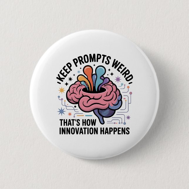 Artificial Intelligence Innovation Brain Design 2 Inch Round Button (Front)