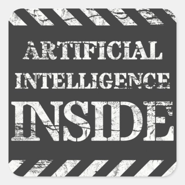 Artificial intelligence inside square sticker (Front)