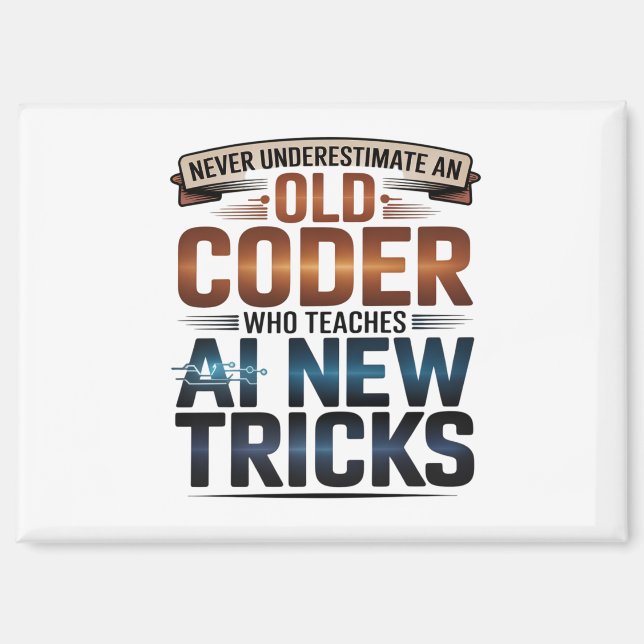 Artificial Intelligence Old Coder Design Magnet (Front)