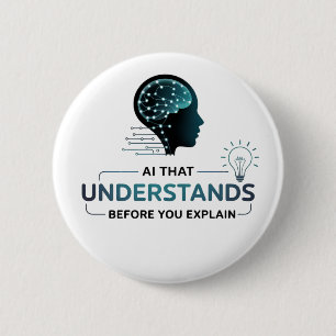 Artificial Intelligence Smart Tech Design 2 Inch Round Button