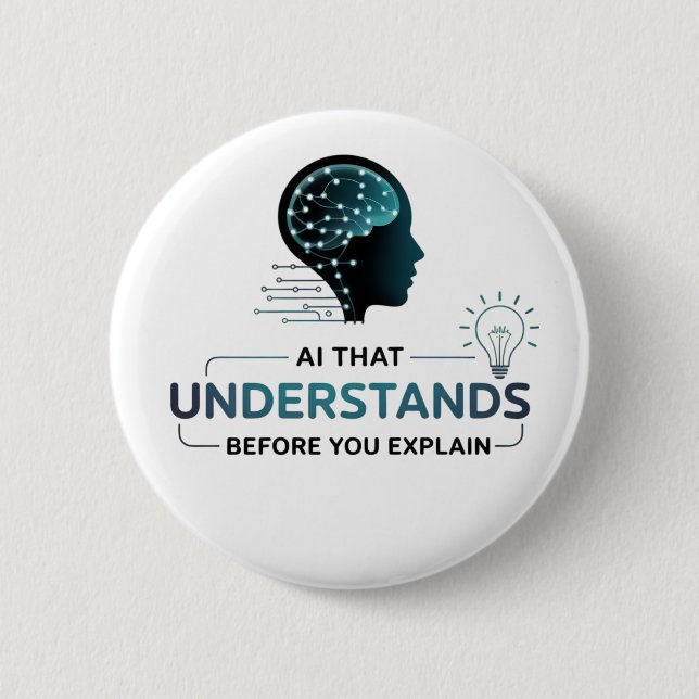 Artificial Intelligence Smart Tech Design 2 Inch Round Button (Front)