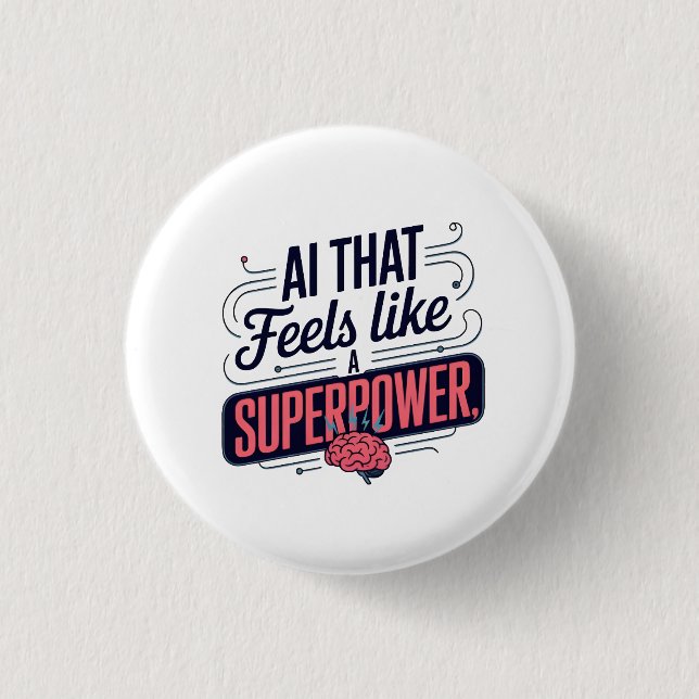 Artificial Intelligence Superpower Graphic 1 Inch Round Button (Front)