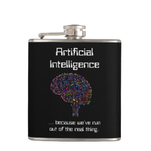 Artificial Intelligence vs Real Thing Hip Flask