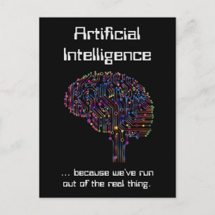 Artificial Intelligence vs Real Thing Postcard