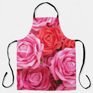 Artificial Red Rose Background Closeup Apron