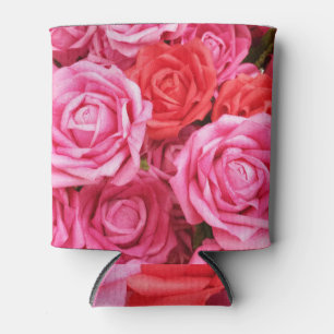 Artificial Red Rose Background Closeup Can Cooler