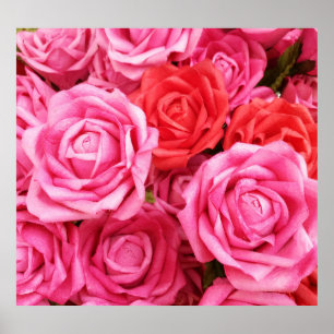 Artificial Red Rose Background Closeup Poster