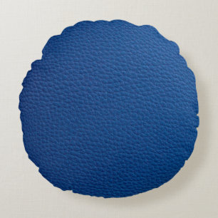 Artificial soft blue leather. Faux leather texture Round Pillow