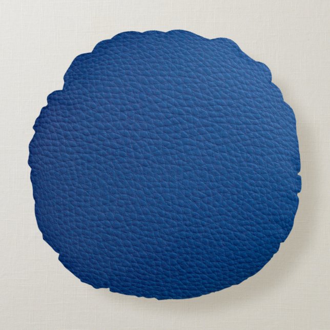 Artificial soft blue leather. Faux leather texture Round Pillow (Front)