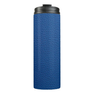 Artificial soft blue leather. Faux leather texture Thermal Tumbler