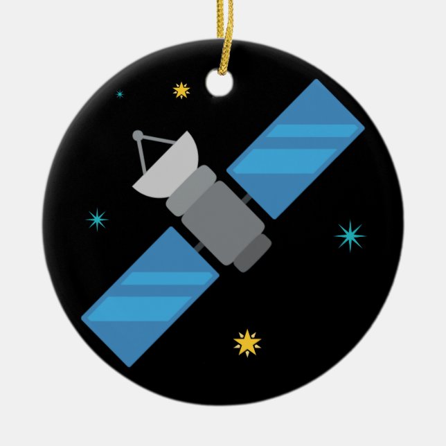 Artificial Space Satellite Emoji Ceramic Ornament (Front)