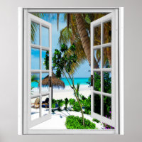 Artificial Window View Relaxing Beach
