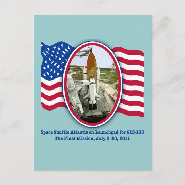 Artiistic Rendering of Space Shuttle Atlantis Postcard (Front)